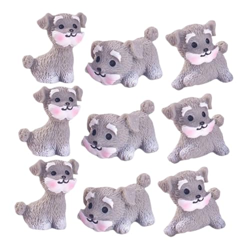 KITANDOVE 9 Pezzi Statuette Miniatura Schnauzer da Adorabili per Decorazione Ufficio e Accessori Realistici per Amanti Animali e Regali Creativi