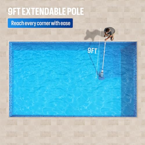 Image of BIELMEIER Handheld Pool Vacuum with Telescopic Pole, Updated Swimming Pool Cleaner 19 GPM Powerful Suction, Cordless Pool Vacuum for Cleaning Above Ground Pools, Inground Pools, Spas, Hot Tubs