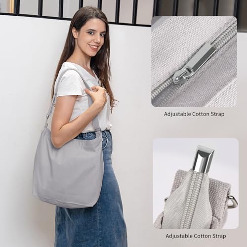 Image of Women's blank large Size Canvas Crossbody Tote Handbags Shoulder Bag Hobo Casual Tote Diy /gifts