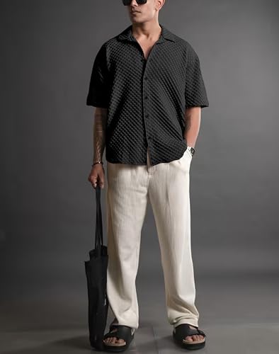 Image of NexaFlair Casual Shirt for Men|| Shirt for Men|| Men Stylish Shirt||Button Down Shirts Half Sleeve Bubble Fashion Textured Shirt