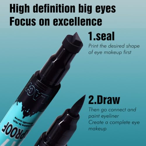 Delineador de Ojos Líquido Negro Adurello 2 en 1 miniatura 3