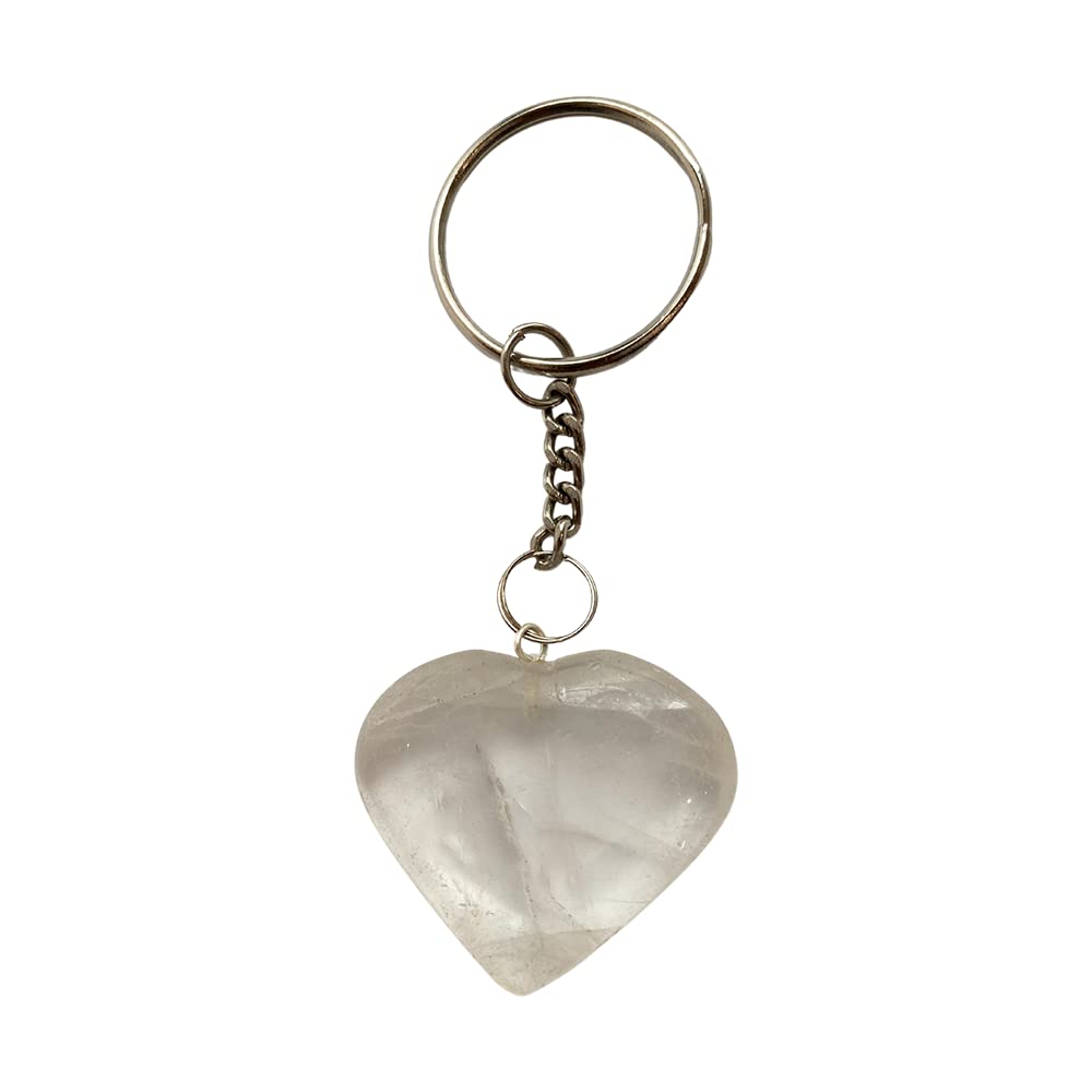 VIE Crystal Heart Keychain, 10x3cm, Clear Quartz