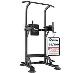 DH FitLife Power Tower Dip Station, Sportapparaten met optrekstang, dip bars en rugtrainer, krachtstation, krachttoren, fitnessstation, power rack voor thuisgym, krachttraining voor thuis