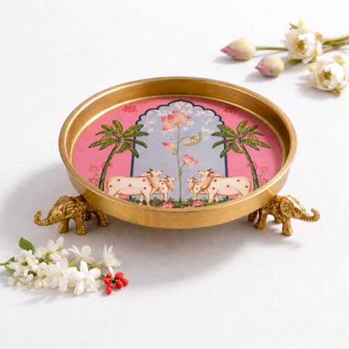 Pichwai Elephant Urli Bowl (Pink) for Home Décor | Decorative Flo...
