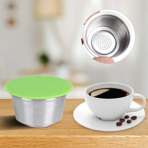 Capsule de café en acier inoxydable réutilisable verte pour machine à expresso - 4