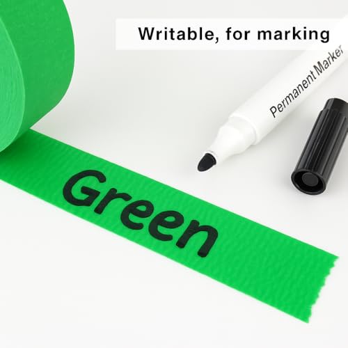 Image of 4 Pack Green Painters Tape - Masking Tape 0.25 inch, 0.50 inch, 0.75 inch, 1 inch Wide - Multi-Surface, Smart Adhesion, Multi-Size Pack - 360FT Total - Paint Tape for DIY, Labeling, Art, Car (#3910)