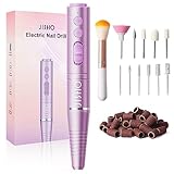 JISHO Electric Nail Drill Machine, Cordless Portable with Max 20000 RPM, USB-C Charging, Lightweight Design, 12 in 1 Kit Professional Nail Drill Perfect Gift for Nail Enthusiasts (Purple)