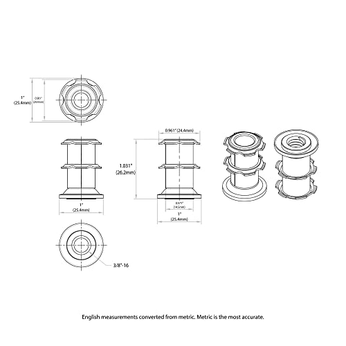 Image of Outwater 1 inch Round Tube Caster Insert, 3 /8-16 Thread, 20-Pack
