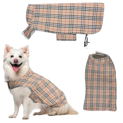 Image of Sage Square Winter Coloured Dog Coat - All-Weather Protection, Windproof, Waterproof Cozy Fleece Lining, Adjustable Straps, Durable Construction, Stylish, Comfortable, Jacket (Cream & White, Large)