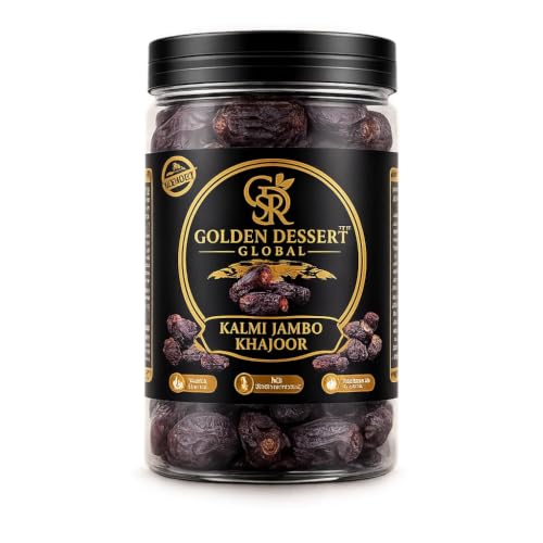 Image of Golden Dessert Global Premium Kalmi Jumbo Dates & Kalmi Super Jumbo Dates Combo Pack | Natural Seeded Khajoor | No Added Sugar | Rich in Fiber, Vitamins & Minerals | Healthy Dry Fruit Snack | Premium Quality
