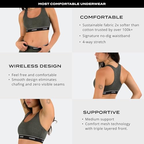 Image of Woxer Boss Bralette for Women - Wireless, Seamless Racerback - Modal Sports Bra, Lounge, Sleep Bralette, Wireless Bra