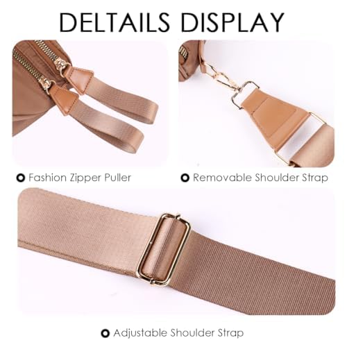 Image of Checkered Crossbody Bum Bags for Women, Nylon Sling Bags with Shoulder Strap, Large Capacity Checkered Purse Bag