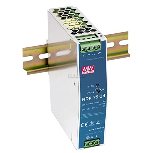 Mean Well Ndr-75-24 76.8W Blue, Metallic Power Supply Unit - Power Supply Units (76.8 W, 90 - 264, 1%, 47/63, 12 Ms, 85.5%)