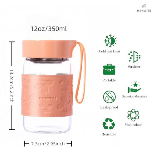 Shaker en verre de 355 ml d'exception avec manchon en cuir floral chic
