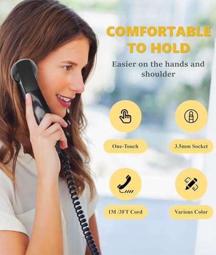 Image of Retro Handset for Mobile Phone, Telephone Receiver for Mobile with Classic Design, Ergonomic Solution for Long Calls, 3.5mm Jack Compatible