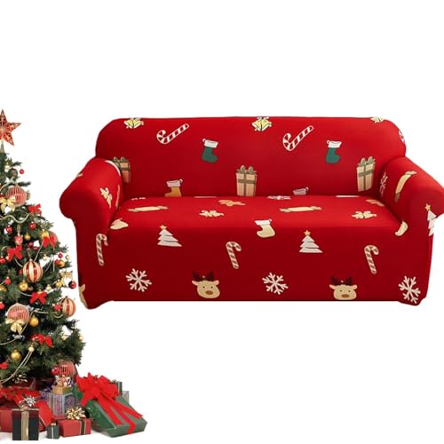 Fundas para sofás y sofás, funda de sofá de Navidad estampada, protector de muebles extraíble, lavable, suave, a prueba de polvo, decoración navideña para sofá individual