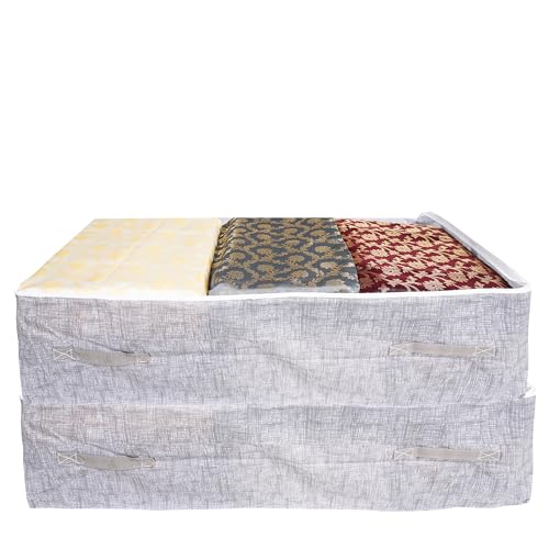 Image of Raggle 2 PCS Underbed Storage Bags Foldable Clothes Bag Large Capacity Storage With Clear Window Reinforced Handles Zippered Organizer Non-Woven For Comforters Blankets Bedding (Art Deco, 2)
