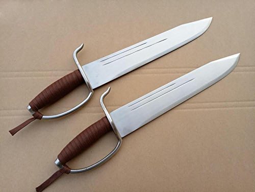 Kung fu Wing Chun Bart Cham Dao,Yewen double knives,Stainless steel blade,Copper handguard (Brown rope)