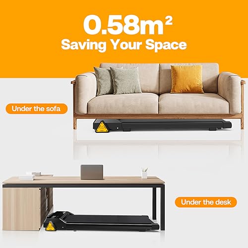Under Desk Treadmill, Walking Pad for Home/Office, Portable Walking Treadmill 2.5HP, Walking Jogging Machine with 265 lbs Weight Capacity Remote Control LED Display (Black)