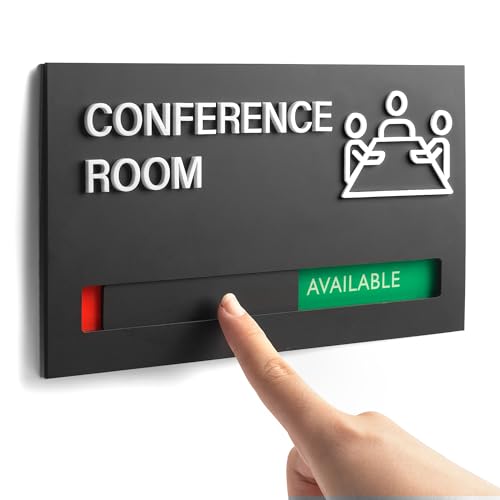 Office Conference Room Door Signs, Meeting in Progress Door Sign, In Use Available Slider Indicator - Occupied or Vacant Status, 8.8