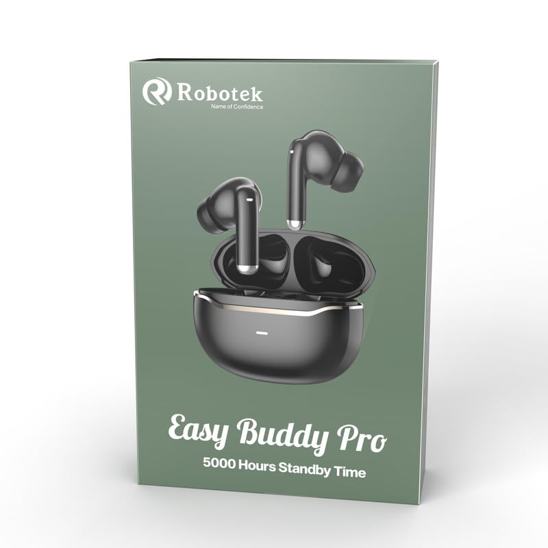Image of Robotek EasyBuddy True Wireless Earbuds | 32 Hours Playtime, Water Resistant | Silicon mic for Crystal Clear Calling | Lightweight & Durable Design (Blue)