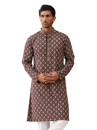 Image of Jompers Purple Embroidered Kurta Pyjama Set For Men (Purple, XL)