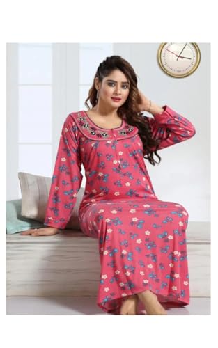 Image of Onekbhalo Women's Cotton Floral Kaftan Nighty Maxi Gown (OK Free Size)