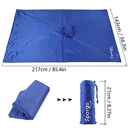 Foto von Sporgo Regenponcho, 3-in-1 Multifunktionales Regencape Regenjacken Regenponcho für Wandern, Reisen, Bivouacs und Aktivitäten im Freienn (Blue)