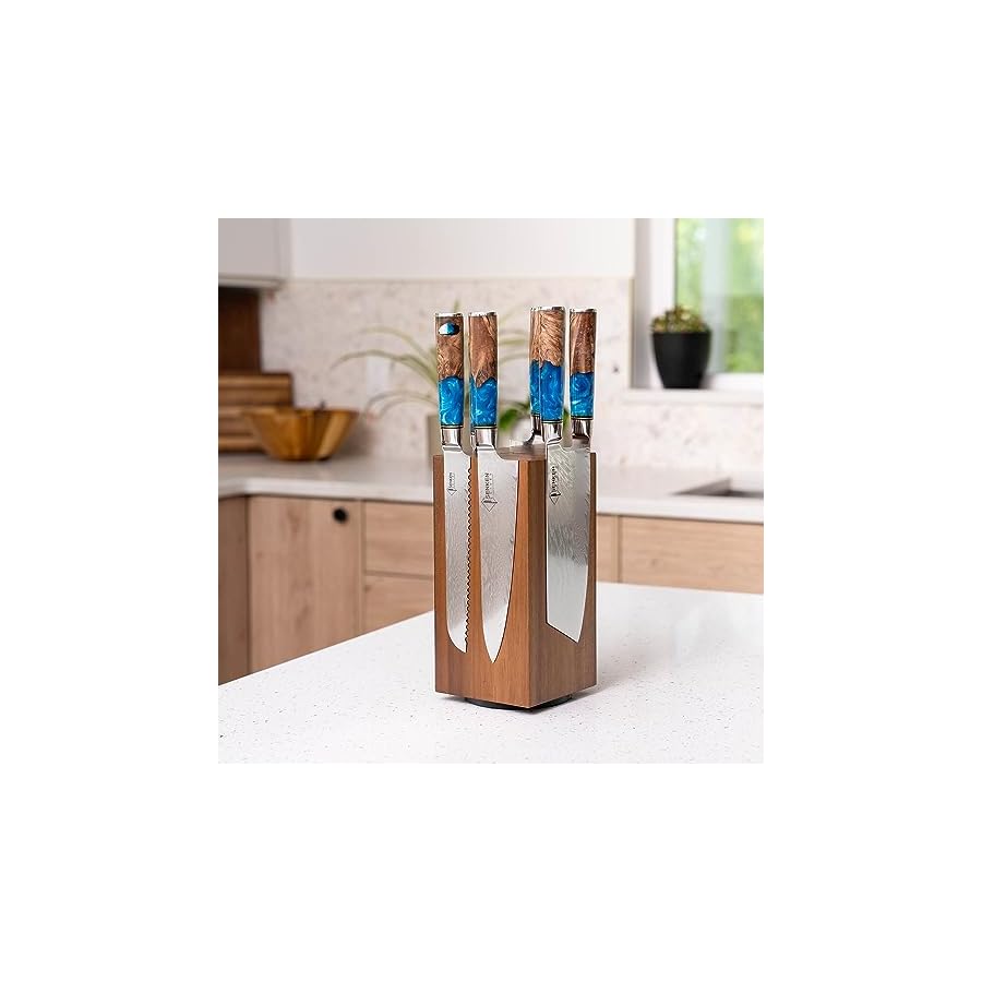 SENKEN-8-Piece-67-Layer-Damascus-Steel-Kitchen-Knife-Set-Tsunami-Collection-7-Piece-Chef-Knife-Set-with-Rotating-Knife-Block SENKEN 8-Piece 67-Layer Damascus Steel Kitchen Knife Set - "Tsunami" Collection - 7-Piece Chef Knife Set with Rotating Knife Block