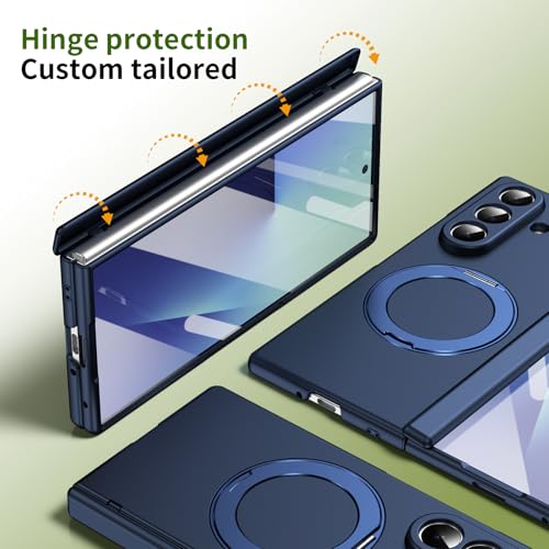 Coque Samsung Z Fold 7 antichoc avec protège-écran et béquille bleu