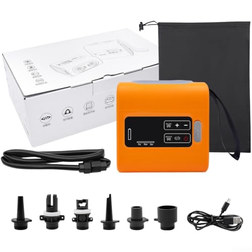 Besshepplo Lithium Battery Electric Air Pump 22PSI 5000mAh Cordless Inflator with Dual Motion Motor Low Noise for Kayak Paddle Board Inflatable Boat Tent and Toys Orange
