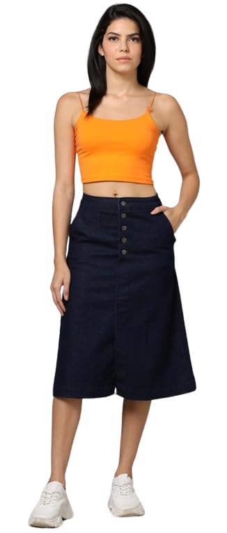 tripursundari fashion Denim A-Line Skirt for Women, Navy Blue, Long Fit-picture-18