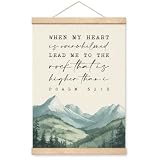 Christian Wall Poster Hanger With Psalm 61:2 Bible Verse When My Heart Is Overwhelmed Lead Me To The Rock Lightweight Hanging Decor For Prayer Corner Bedroom Church Inspirational Faith Gift