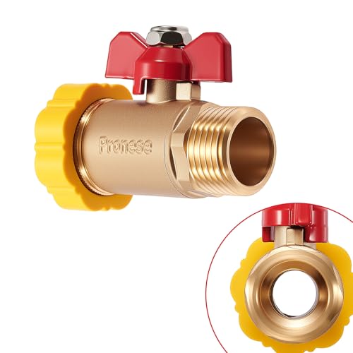 Pronese Full Flow Brass 3/4''GHT High Flow Garden Hose Shut Off Valve Hose,Heavy Duty No Restricted-Flow Water Shut-Off Connector,Full Port Ball Valve Adapter
