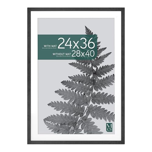 MCS Studio Gallery 28x40 Matted Poster Frame with 24x36 Picture Display, Black Woodgrain Vertical & Horizontal Wall Hanging Large Picture Frame for Photos, Posters & Art Prints (1-Pack)