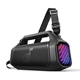 Soundcore Boom 2 Plus Enceinte Bluetooth puissante, 140W, 2+2 canaux stéréo, BassUp 2.0,Charge Rapide 30W, 20h, IPX7, lumières RGB, USB C, pour l'extérieur, Le Camping, la Plage et Le Jardin