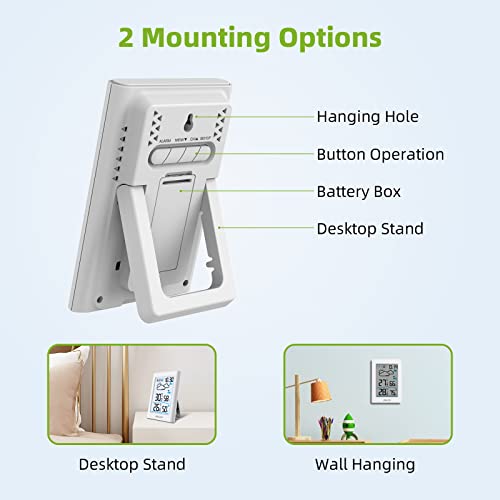 Baldr Indoor Outdoor Thermometer Wireless Temperature Humidity Gauge Monitor Room Thermometer With Weather Forecast 326Ft/100M(White) #TOP5