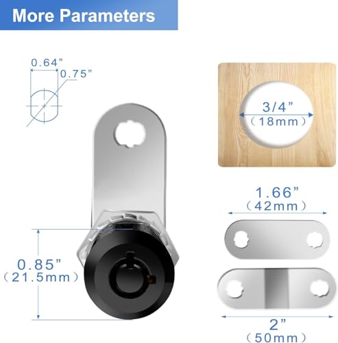 Image of Sissinda Black RV Storage Locks, 7 /8 inch Fits 9 /16 inch Max Door Thickness, Keyed Alike RV Compartment Locks (Black 7 /8 Inch 6Pack)