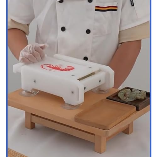 Outil de presse à crevettes, moule de traction manuelle pour le forage de la vette avec des trous de drainage.Base d'aspiration antidérapante, plaque d'acier inoxydable.Idéal pour les sushis, Tempura,