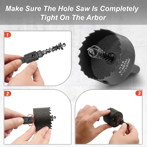 Image of 2-1 /4 Inch Hole Saw with 9.1mm Triangle Shank Arbor, JTemgle Bi-Metal Hole Saw Heavy Duty Hole Cutting Tool for Cornhole Boards, Recessed Lights, Wood, Plastic, Drywall & Soft Metal