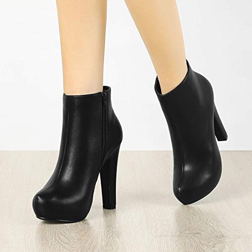 Allegra K Women's Platform Chunky Heel Ankle Boots2