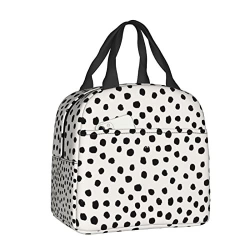 Vdcucc Boîte à déjeuner réutilisable Motif à pois Noir Pour femme homme adulte Travail Voyage pique-nique