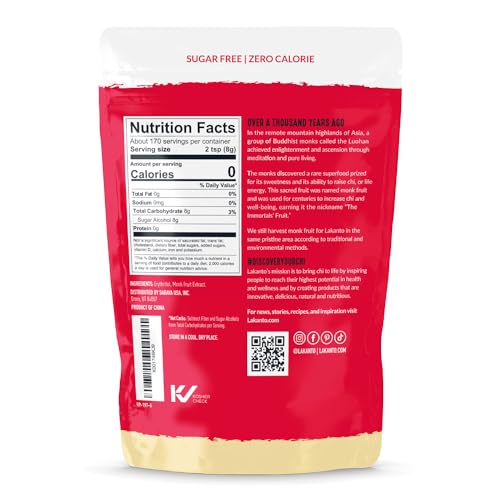 Lakanto Golden Monk Fruit Sweetener With Erythritol, Raw Cane Sugar Substitute From Monk Fruit Extract, Raw Sugar Replacement for Baking, Coffee & Tea, Gluten Free, Low Carb, Non GMO, Keto, 3 LB Bag