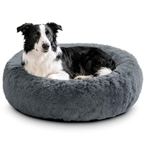 O·Lankeji Hundebett rund Hochflor Kunstfell, Hundekörbchen Waschbar herausnehmbar, Katzenbett flauschig mit Rutschfester Unterseite, Hunde Donut Bett für Kleine Mittelgroße Grosse Hunde