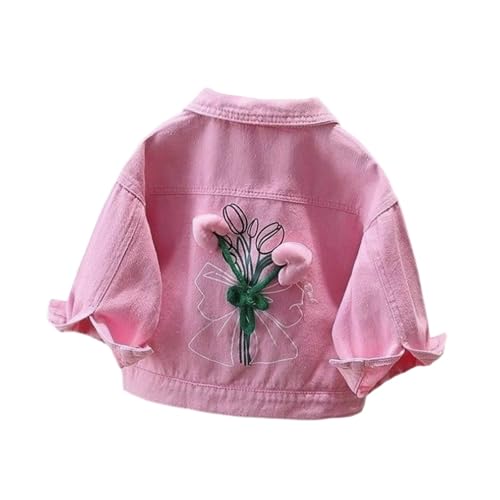 Little Big Girls Embroider Butterfly Denim Jacket,Back To School Jean Jacket For Girls,Bow Lace Outwear Coat Birthday Gifts