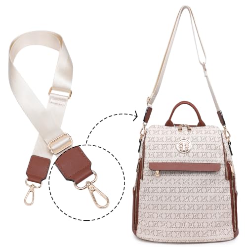 Image of JULIE FERRARO Women's Convertible Backpack Purse Vegan Leather Fashion Backpack Bag Large Capacity Travel Shoulder Bag with Wristlet 2PCS Set