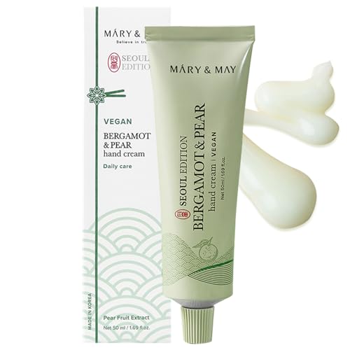 Mary&May Bergamot & Pear Refreshing Hand Cream (Edición Seúl) - Hidratante de Manos Vegano Coreano - Aroma Cítrico Refrescante - Textura de Gel-Crema Ligera y No Grasosa, 50ml