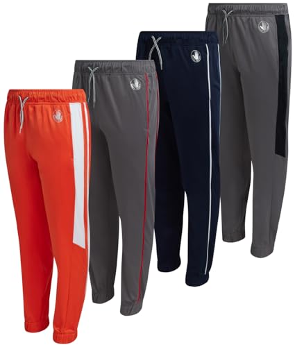 Body Glove Boys Sweatpants - 4 Pack Performance Tricot Boys Joggers with Drawstring Waist - Kids Soft Stretch Athletic Pants, Size 14-16, Orange/Grey/Navy/Grey