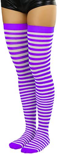 Image of ToBeInStyle Women's Opaque Hosiery Thin Striped Thigh High Long Stocking