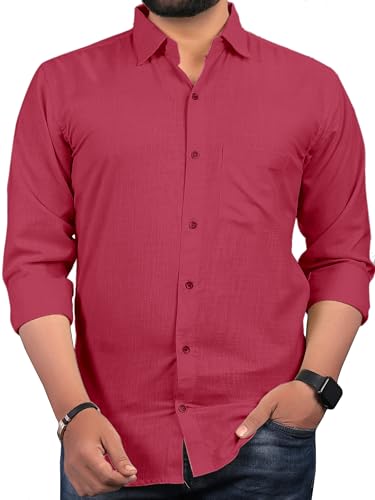 Image of Men Regular Fit Solid Spread Collar Casual Shirt